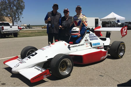 Formula Car Challenge winner Larry Mason with Tom Engelsman and Stella Castro