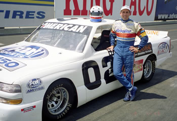 Larry Mason on a racing truck test